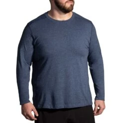 BROOKS Men's Distance Long Sleeve 2.0 Top- Heather Navy -Keen Wear Shop 211452 483 MF Distance Long Sleeve 2