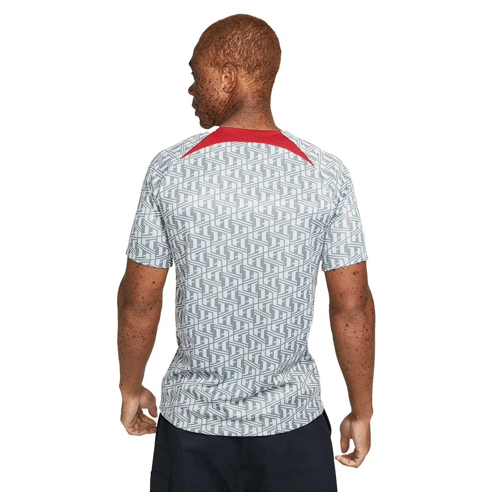 Nike Men's Liverpool FC Prematch Short Sleeve - Wolf Grey/Tough Red 2 Nike Men's Liverpool FC Prematch Short Sleeve - Wolf Grey/Tough Red - Image 2