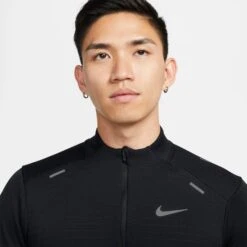 Men's Nike Therma-FIT Repel Element 1/2-Zip Running Top - Black/Reflective Silver -Keen Wear Shop DD5662 010 PHSYM001 1500