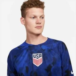 Men's Nike USA Dri-Fit 2022/23 Stadium Away Long Sleeve Jersey - Bright Blue/White -Keen Wear Shop DN0671 452 PHSYM001