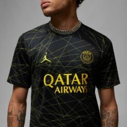 Nike Men's Paris Saint-Germain 2023/24 Stadium Fourth Jersey - Black/Tour Yellow -Keen Wear Shop DR3969 011 PHSYM002