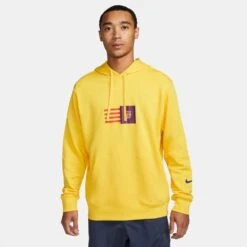 Nike Men's FC Barcelona Club Hoodie -Amarillo/Deep Royal Blue