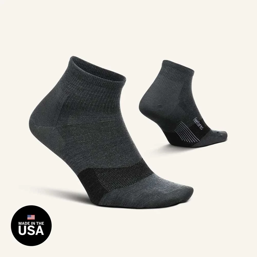 Feetures Unisex Merino 10 Ultra Light Quarter Socks- Gray 2 Feetures Unisex Merino 10 Ultra Light Quarter Socks- Gray - Image 2