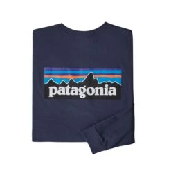 Patagonia Men's Long Sleeved P-6 Logo Responsibili-Tee Shirt - Classic Navy