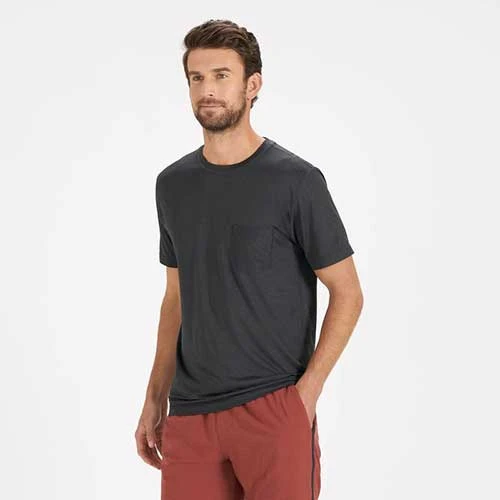 Vuori Men's Tradewind Performance Tee - Black Heather 2 Vuori Men's Tradewind Performance Tee - Black Heather - Image 2