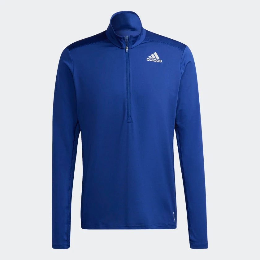 ADIDAS Men's Own The Run 1/2 Zip Long Sleeve Tee- Victory Blue