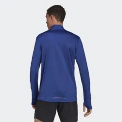 ADIDAS Men's Own The Run 1/2 Zip Long Sleeve Tee- Victory Blue -Keen Wear Shop adidas Own The Run 1 2 Zip Long Sleeve Tee Blue GT8935 23 hover model 1