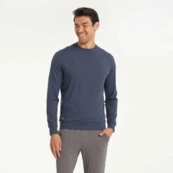 Vuori Men's Ponto Performance Crew - Azure Heather