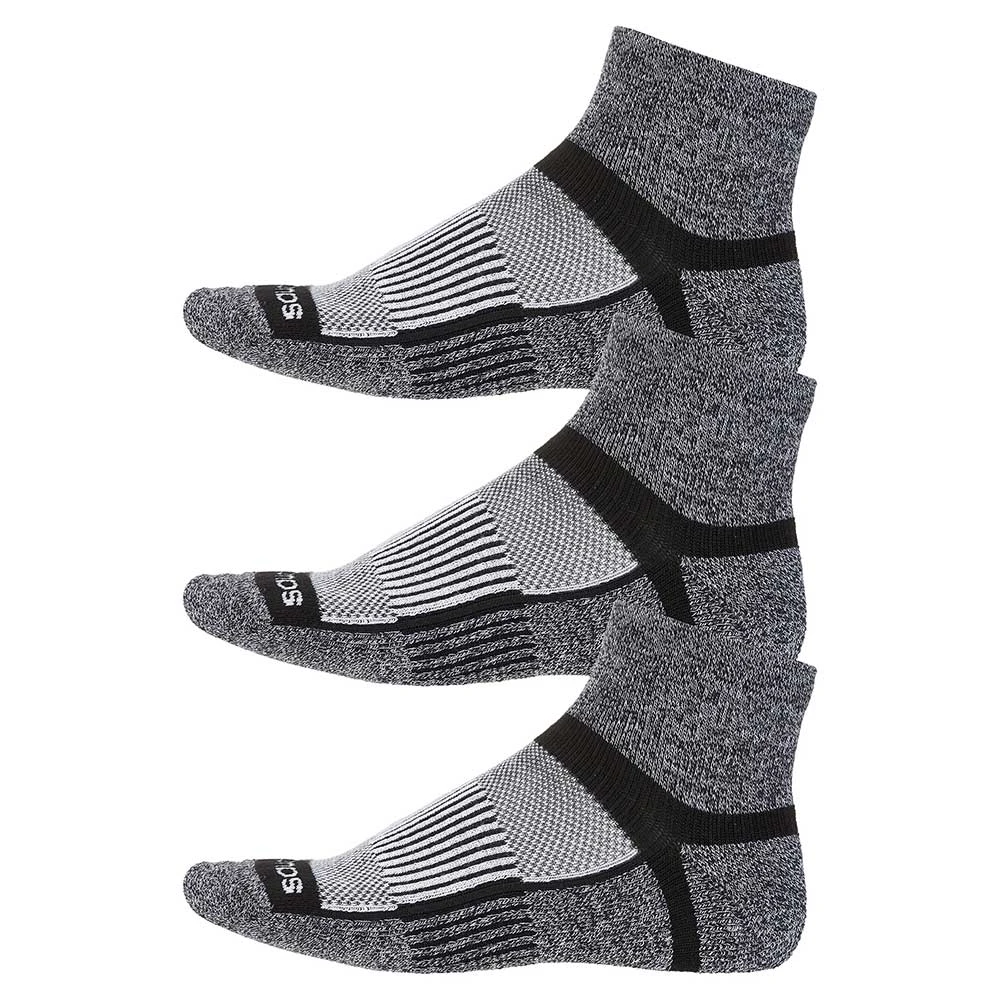 Saucony Unisex Inferno Merino Wool Quarter Socks 3-pack - Grey Marl 1 Saucony Unisex Inferno Merino Wool Quarter Socks 3-pack - Grey Marl